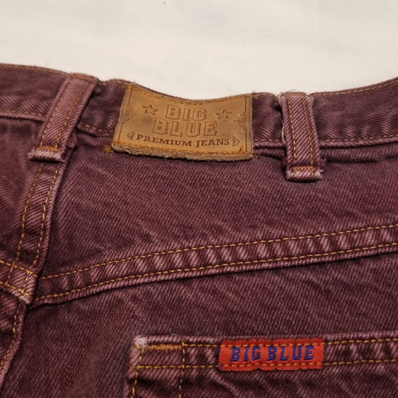 Men's 34 Big Blue Vintage Wide Leg Red Jeans - Picture 6 of 6